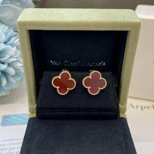 Authentic Van Cleef & Arpels 18K Gold Four-Leaf Clover Earrings